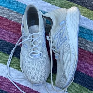 Girls white and lilac ROAV athletic shoes by New Balance, size 3.5